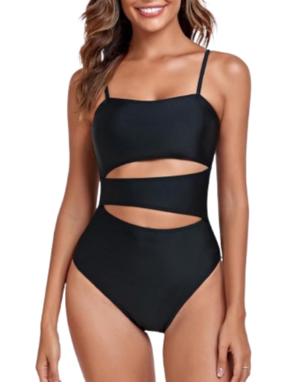 NWT RELLECIGA Women's Bandeau Cutout Tummy One Piece Bathing Suit Size Large